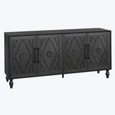 Indian Handmade Solid Wood Carved 4 Doors Sideboard Black